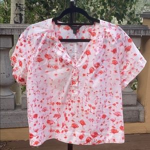J crew flamingo short  blouse in cotton Size M